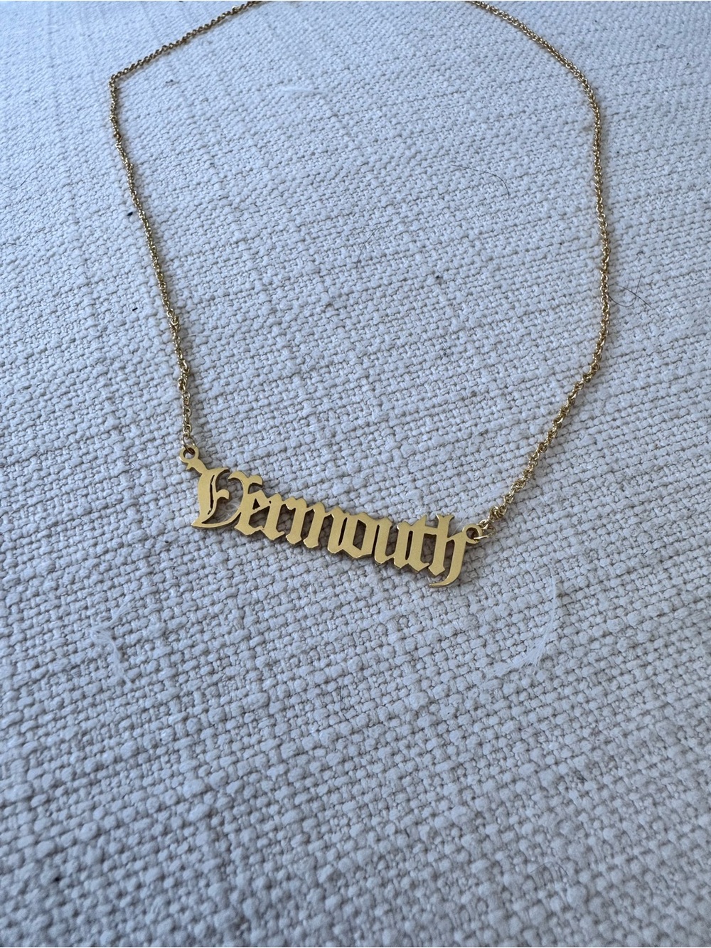 Vermouth Negroni gothic font gold necklace for women